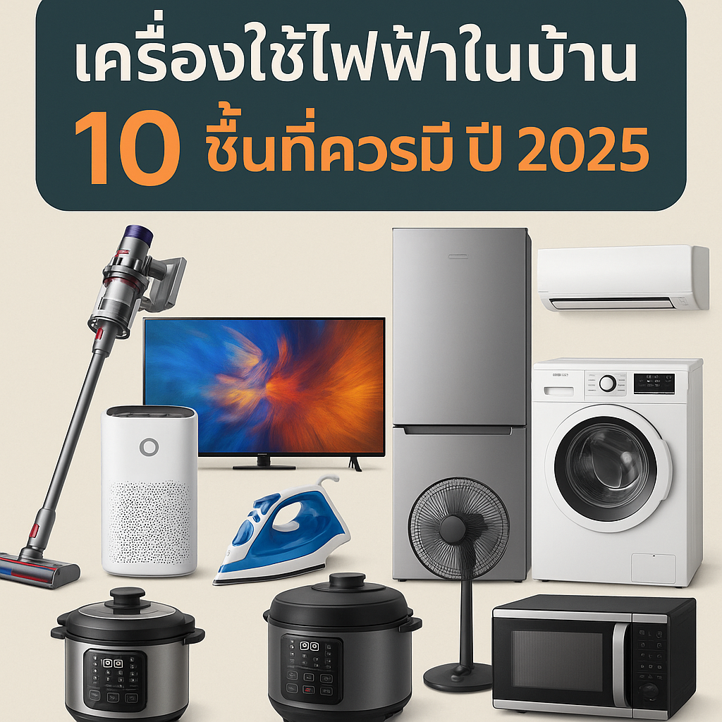 เครื่องใช้ไฟฟ้าในบ้าน 10 ชิ้นที่ต้องมี ปี 2025 | รีวิวและแนะนำการเลือกซื้อ